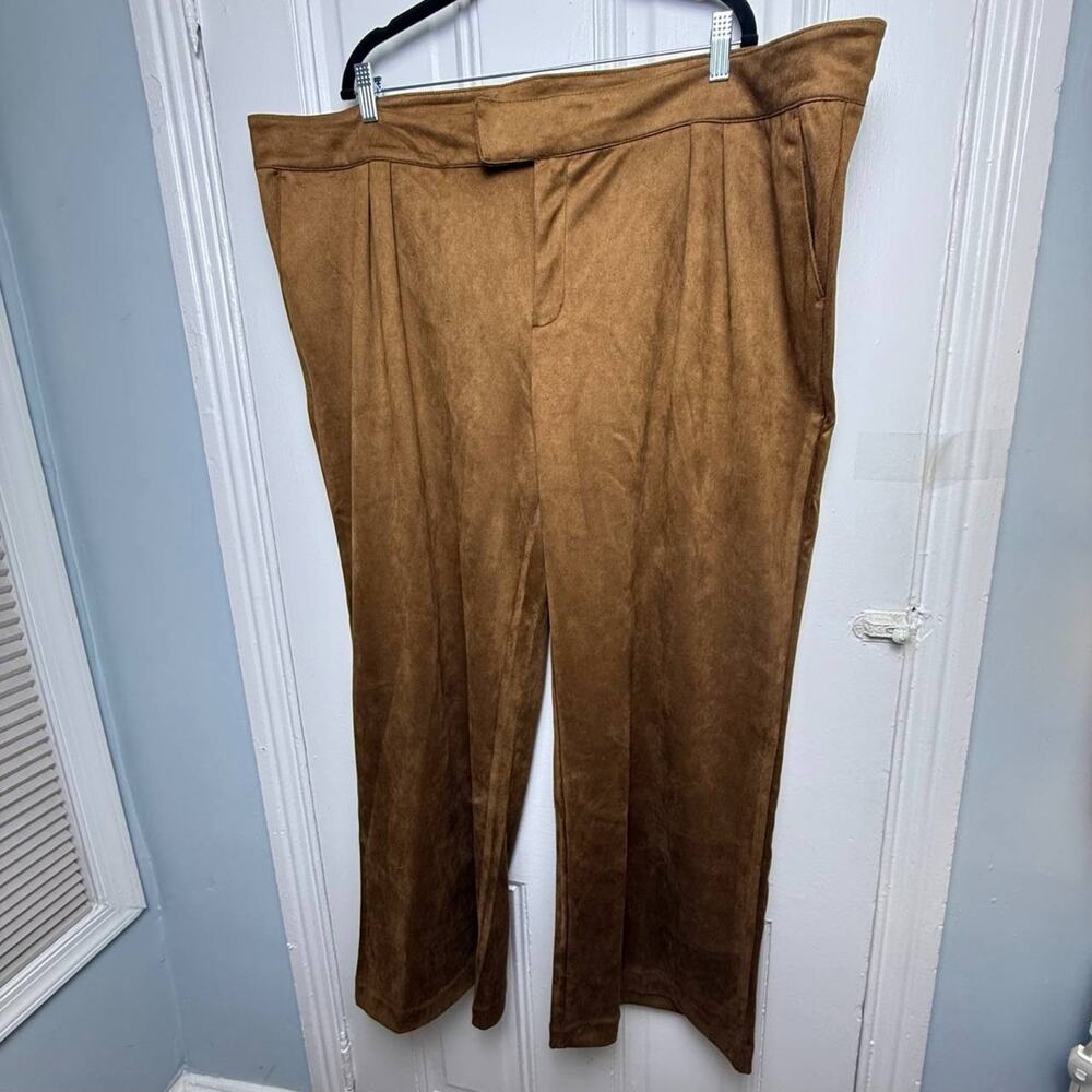 Me by Jennie Garth Womens Faux Suede Trouser Pants Pleated Brown Size 24W